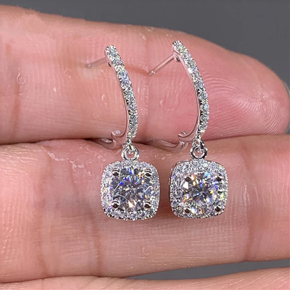 Trendy Square Shape Zirconia Drop Earrings