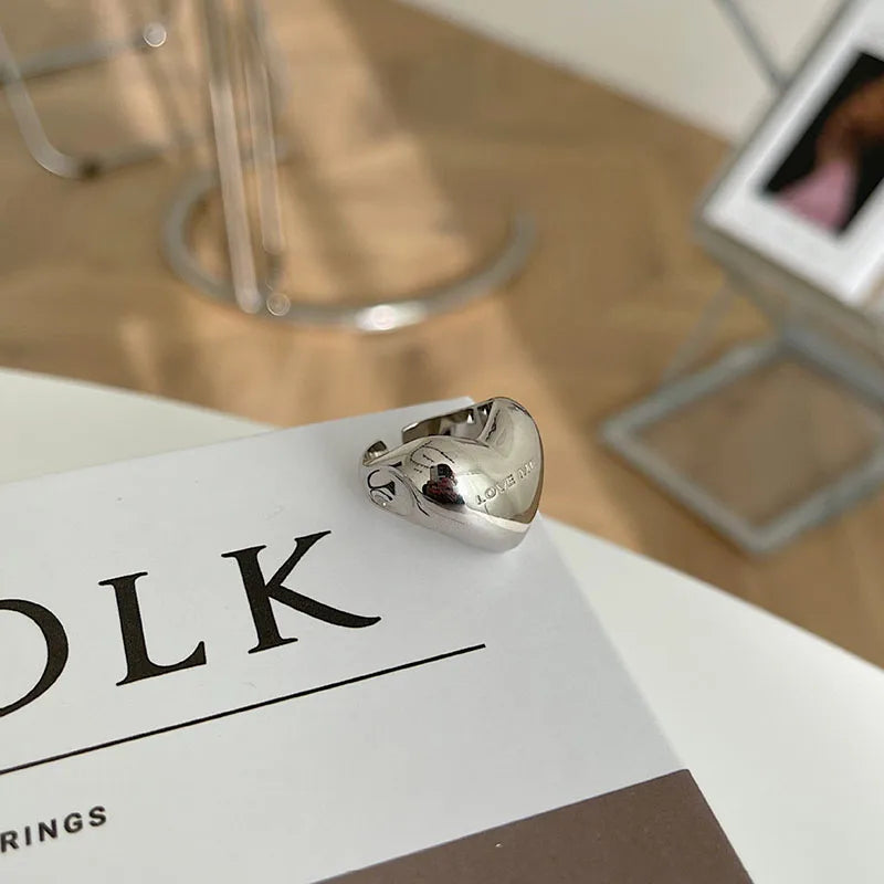 LOVE Heart Party Silver Color Rings