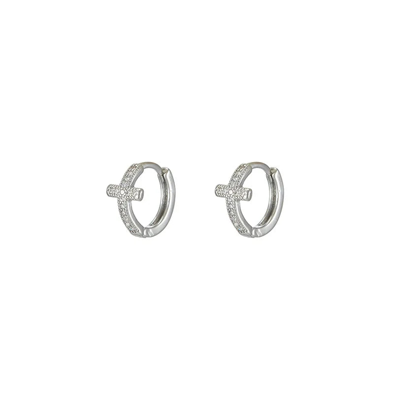 925 Sterling Silver Zircon Hoop Earrings