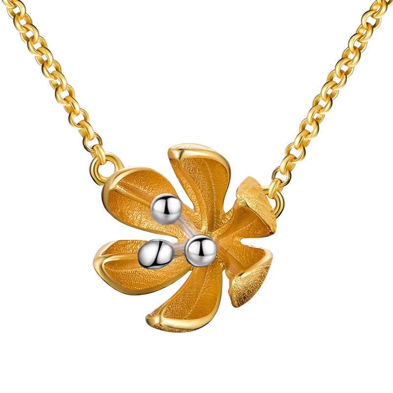 Handmade Gold Silver Two-tone Lotus Flower Jewelry Set