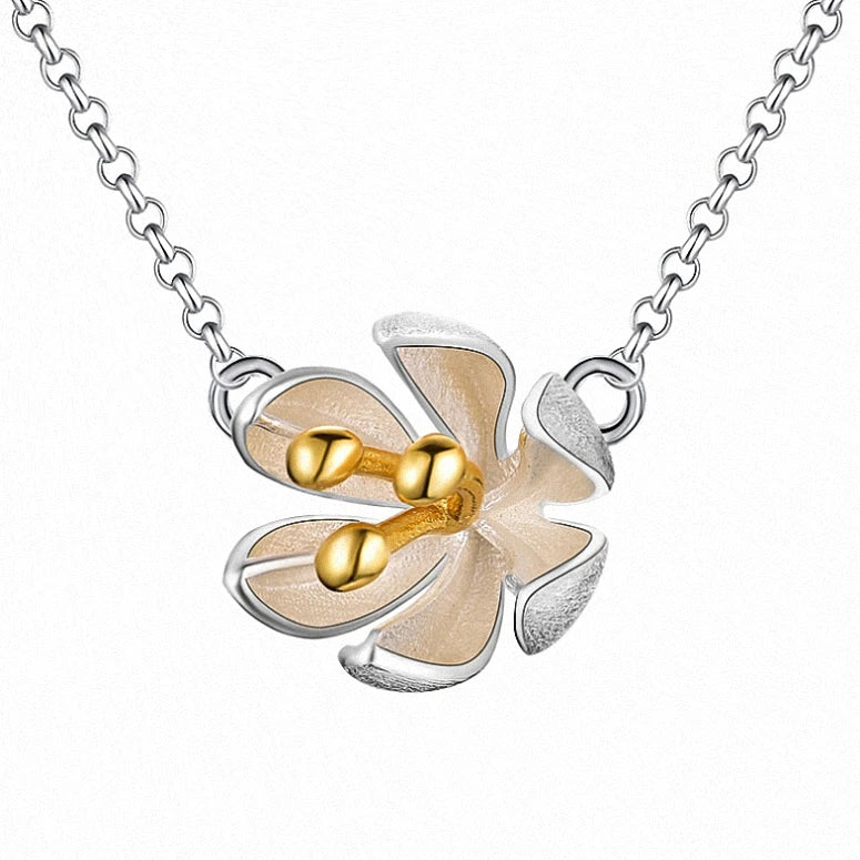 Handmade Gold Silver Two-tone Lotus Flower Jewelry Set