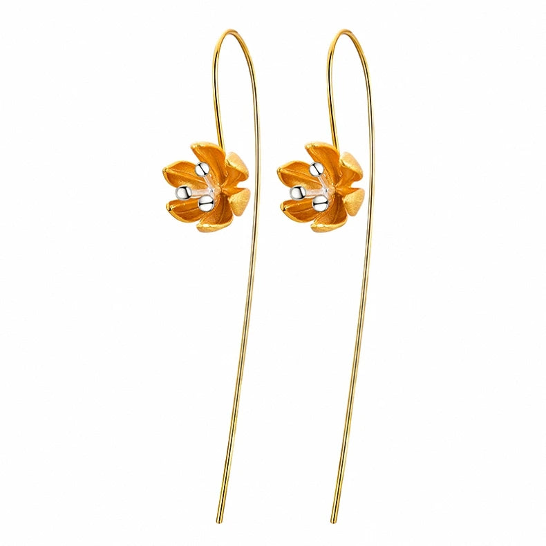 Handmade Gold Silver Two-tone Lotus Flower Jewelry Set