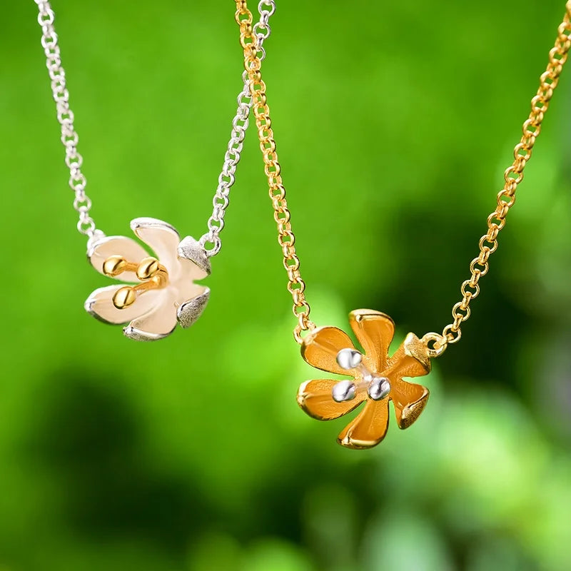 Handmade Gold Silver Two-tone Lotus Flower Jewelry Set