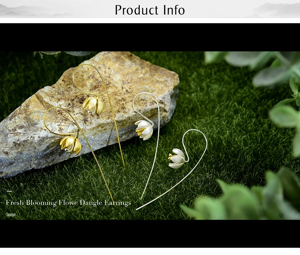 Handmade Gold Silver Two-tone Lotus Flower Jewelry Set