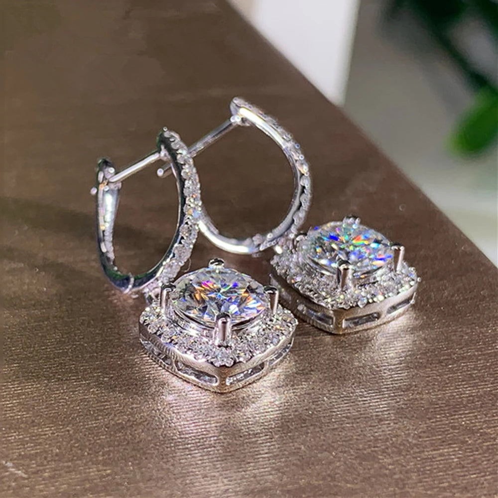 Trendy Square Shape Zirconia Drop Earrings