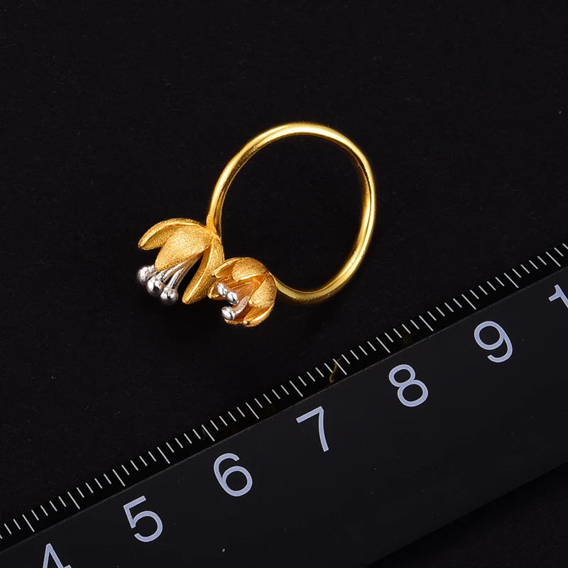 Handmade Gold Silver Two-tone Lotus Flower Jewelry Set