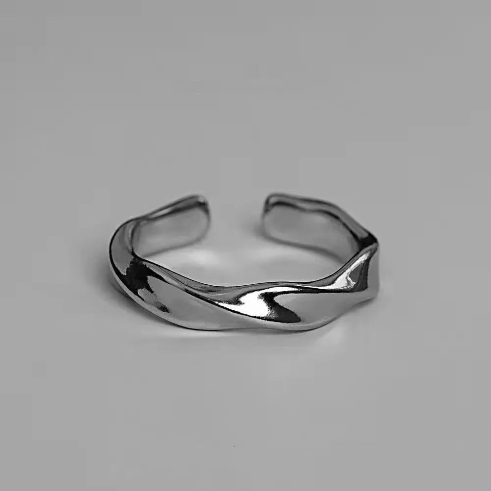 Wave Ring Silver Color Alloy Open Rings