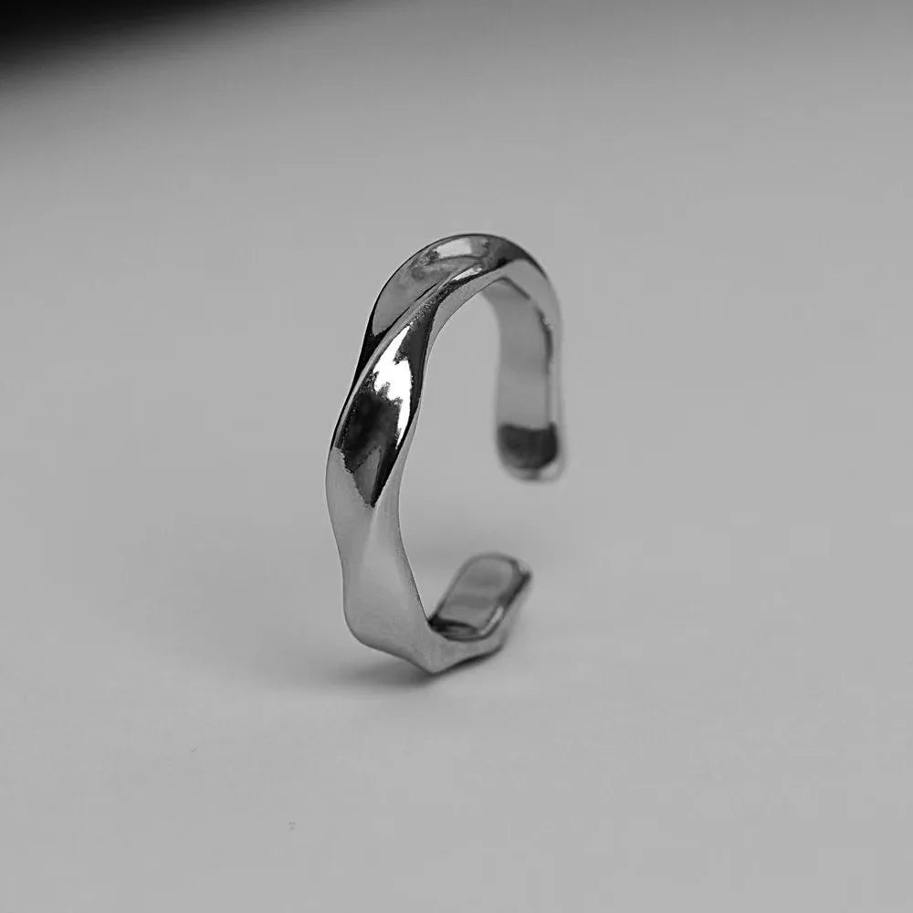 Wave Ring Silver Color Alloy Open Rings
