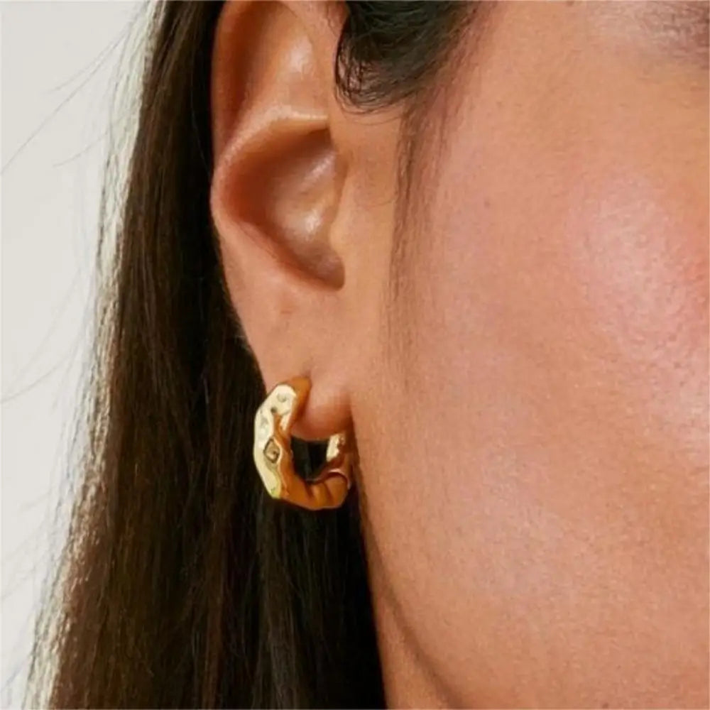 18K Plated Gold Silver Color Circle Hoop Earrings