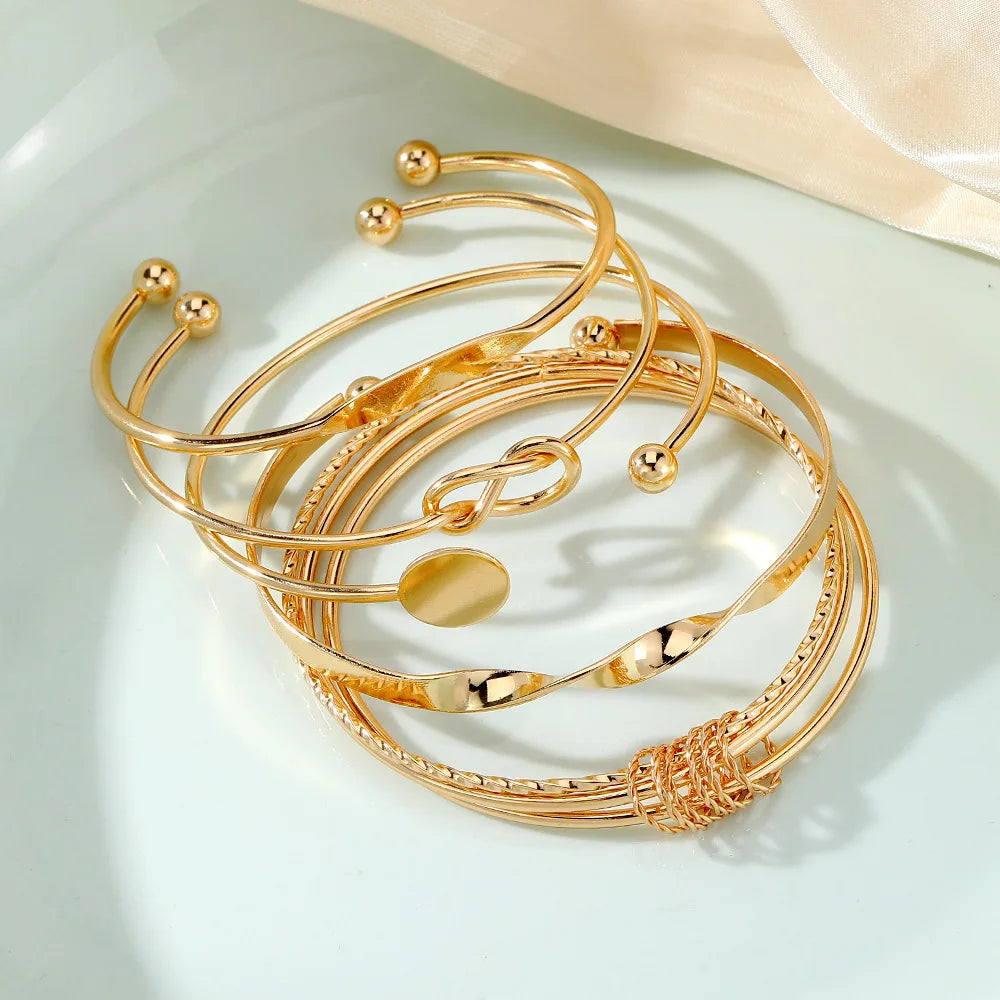 Punk Trendy Multilayer Twist Sparkling Adjustable Bracelets