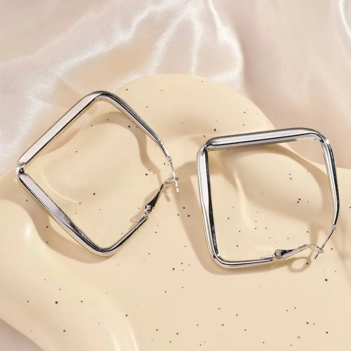 Irregular Circle Gold Color Square Hoop Earrings