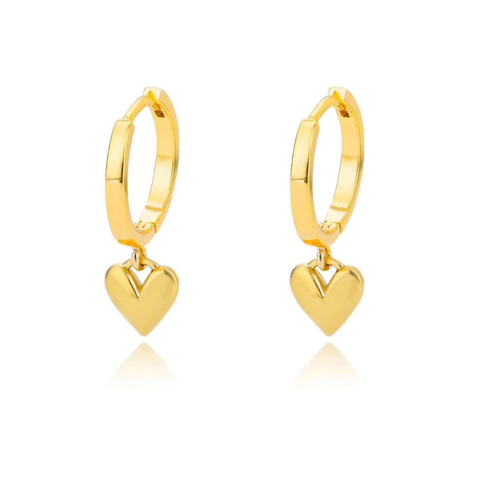 Stainless Steel Gold Silver Color Zircon Heart Earrings