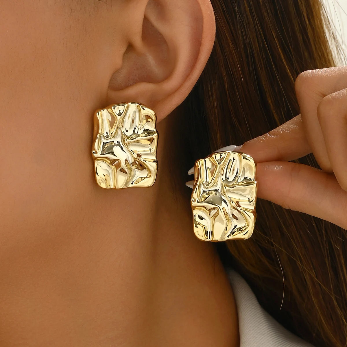 Stylish Metallic Gold Silver Color Earrings