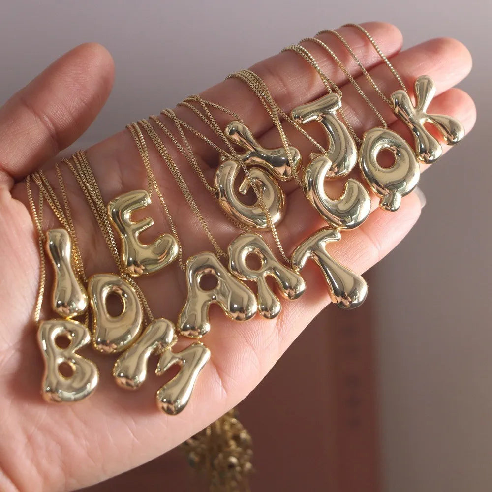 Golden Color Stainless Steel Alphabet Necklace