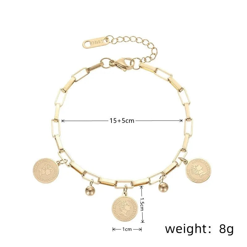 Gold Stainless Steel Pendant Bracelet