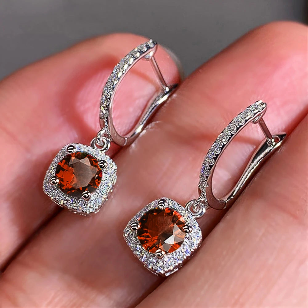 Trendy Square Shape Zirconia Drop Earrings