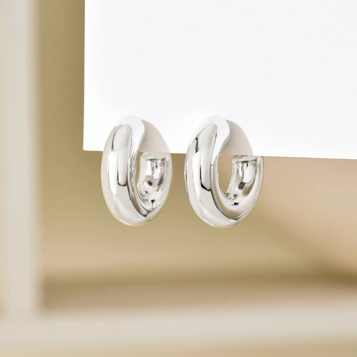 Gold Color Circle Twists Hoop Earrings