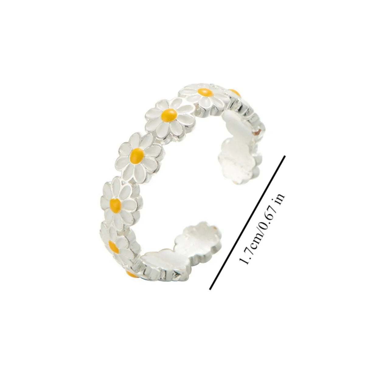 Daisy Flowers Exquisite Enamel Sunflower Open Rings