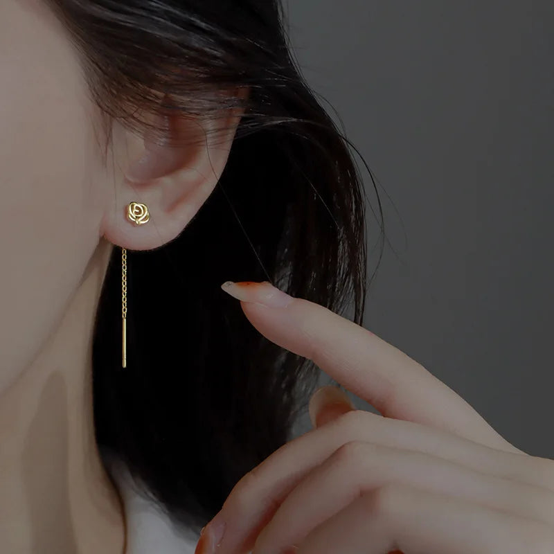 Korean Style Long Tassel Heart Drop Earrings