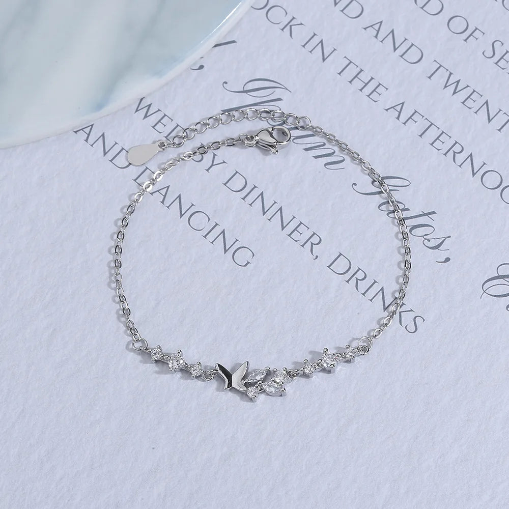 925 Silver Butterfly Adjustable Bracelet