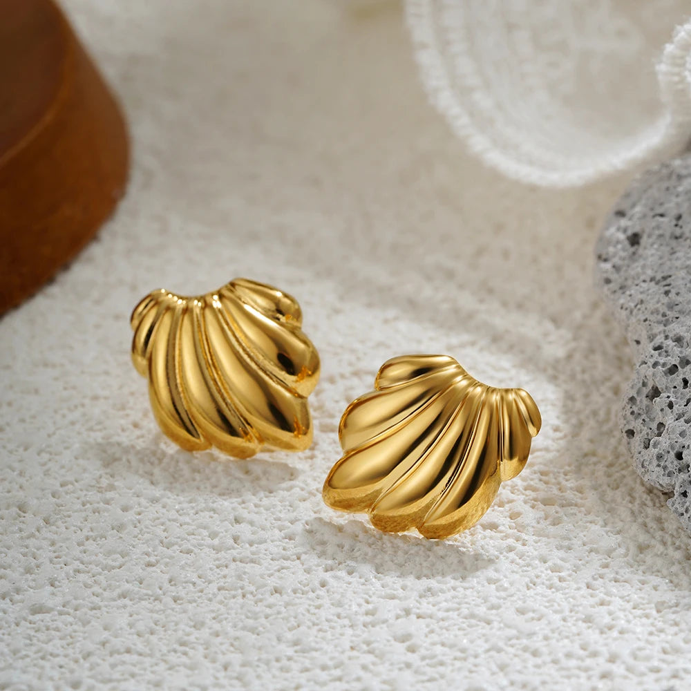 Gold Color Stainless Steel Three-Layer Knot Earrings