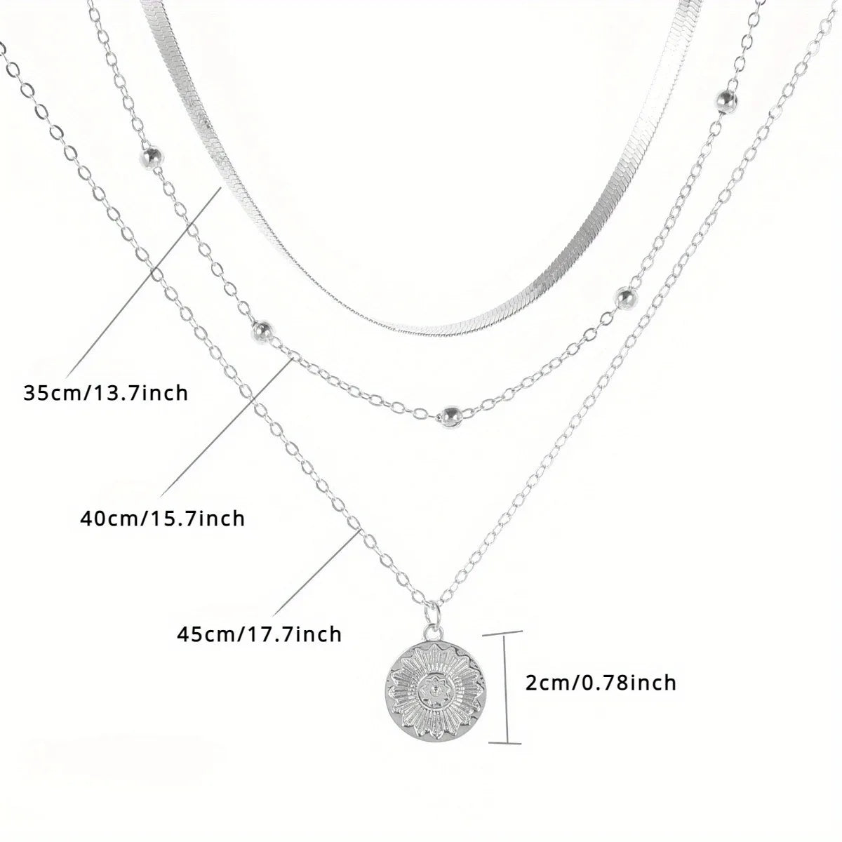 Multi-layer Alloy Snake Bone Chain with Round Bead Chain Necklace