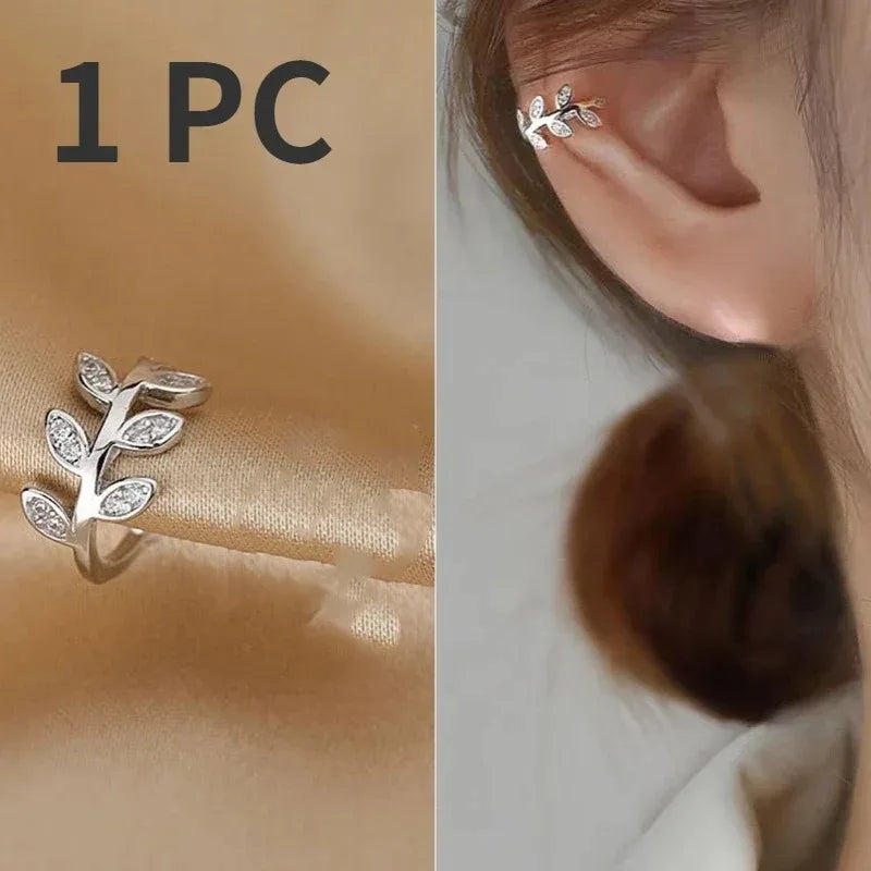 Cute Metal Leaf Earcuff Clips On Earrings