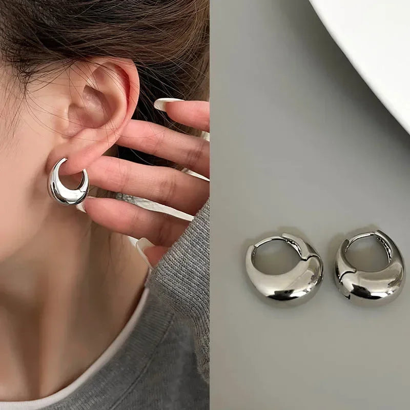 Stainless Steel Round Circle Hoop Earrings