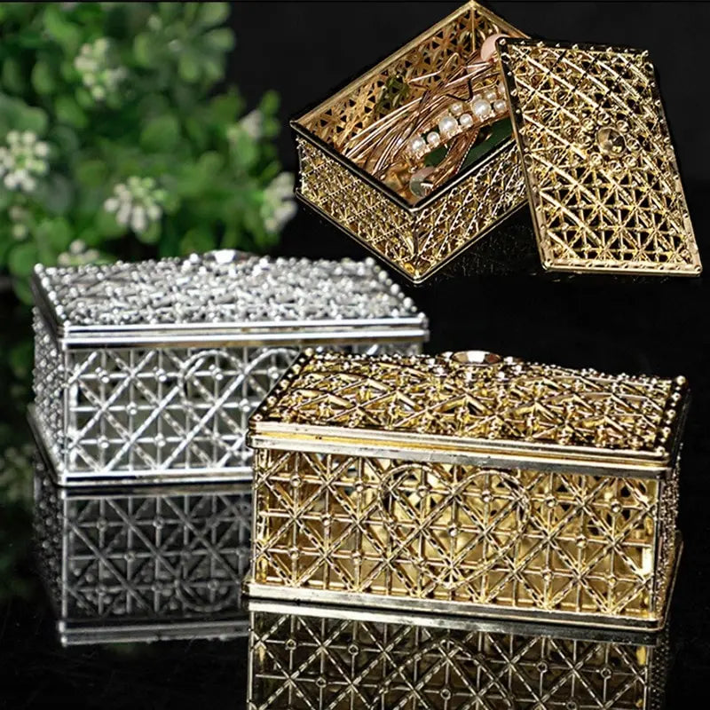 Mini Treasure Storage Jewelry Box Silver-color