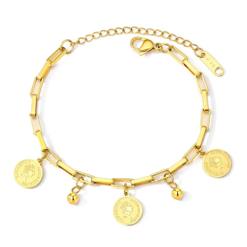 Gold Stainless Steel Pendant Bracelet