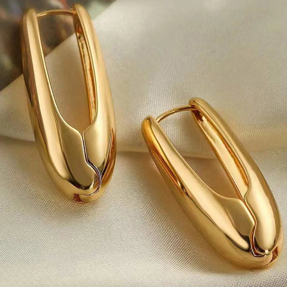 Gold Plating Twisted Heart Shape Hoop Earrings