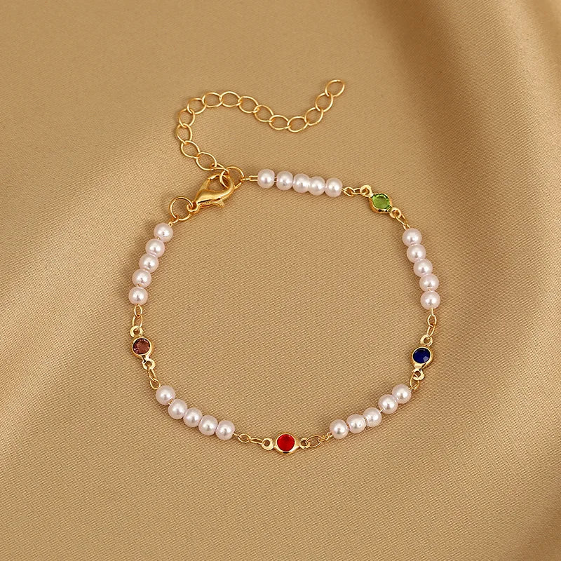 Korean Exquisite Crystal Zircon Colorful Heart Bracelet