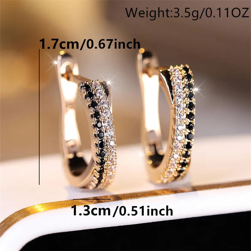 Trendy Crystal Black And White Zircon Earrings