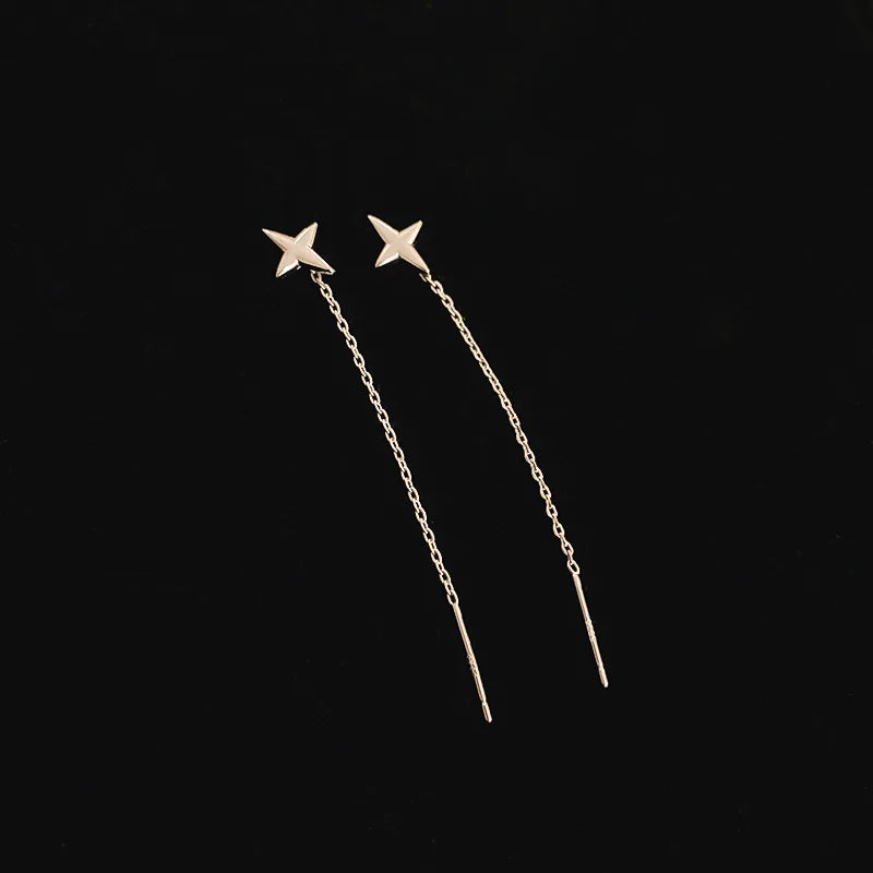 Boucles d'oreilles pendantes longues à pompons, couleur or, style coréen