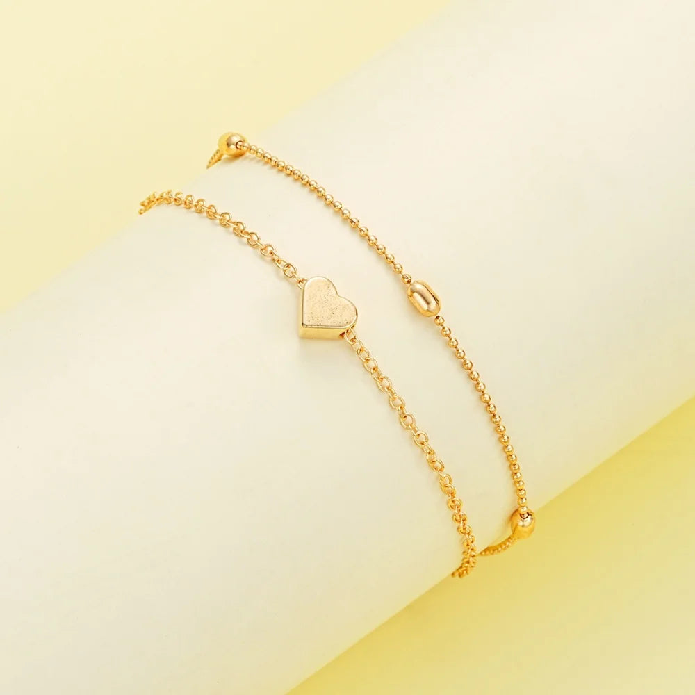 14K Gold Plated Heart Pearl Pendant Jewelery Sets