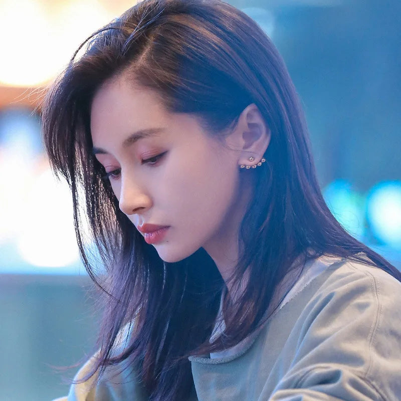 Gold Color Stainless Steel Beaded Stud Earrings