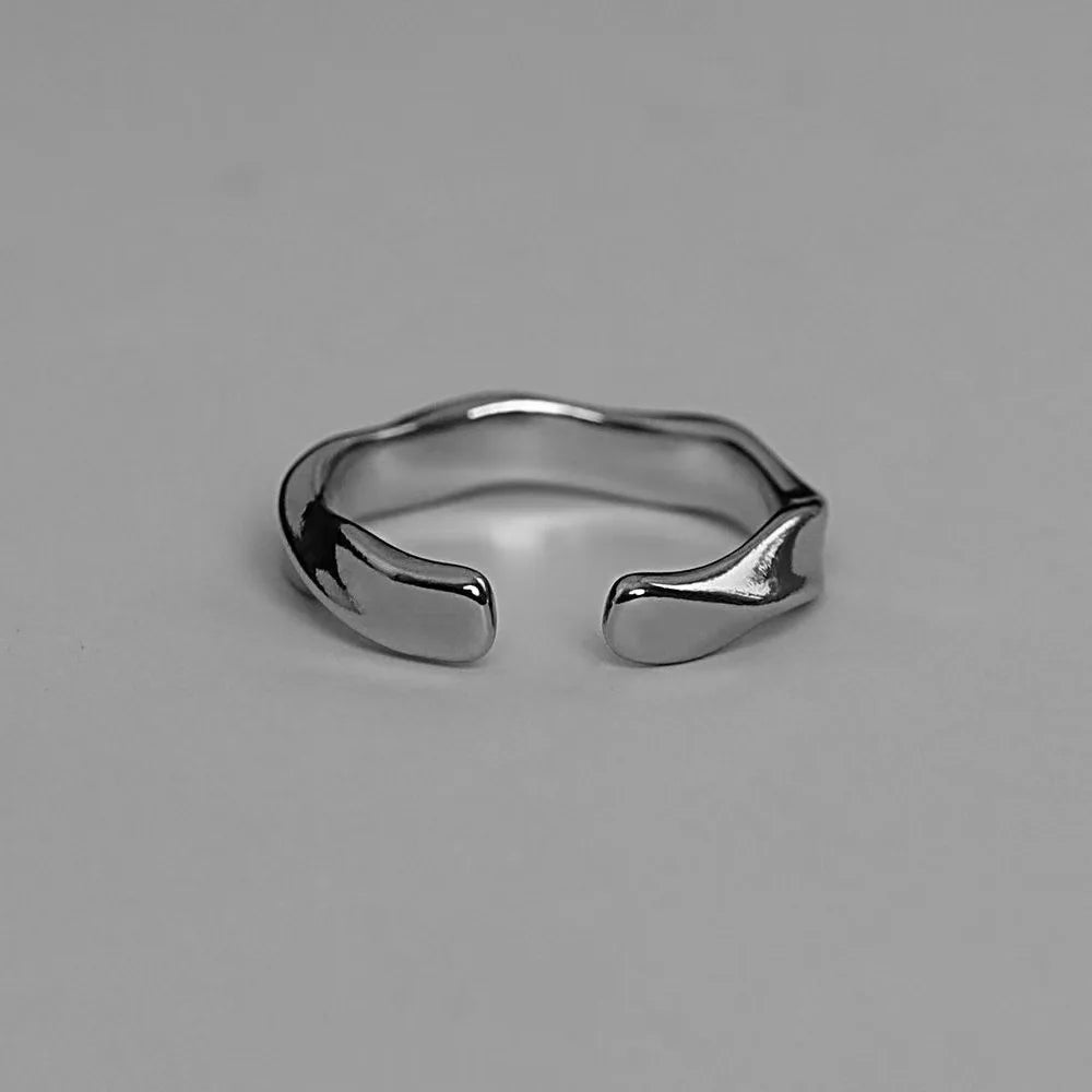 Wave Ring Silver Color Alloy Open Rings