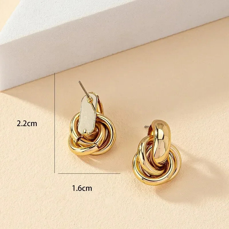 Gold SIlver Color Knot Hoop Earrings