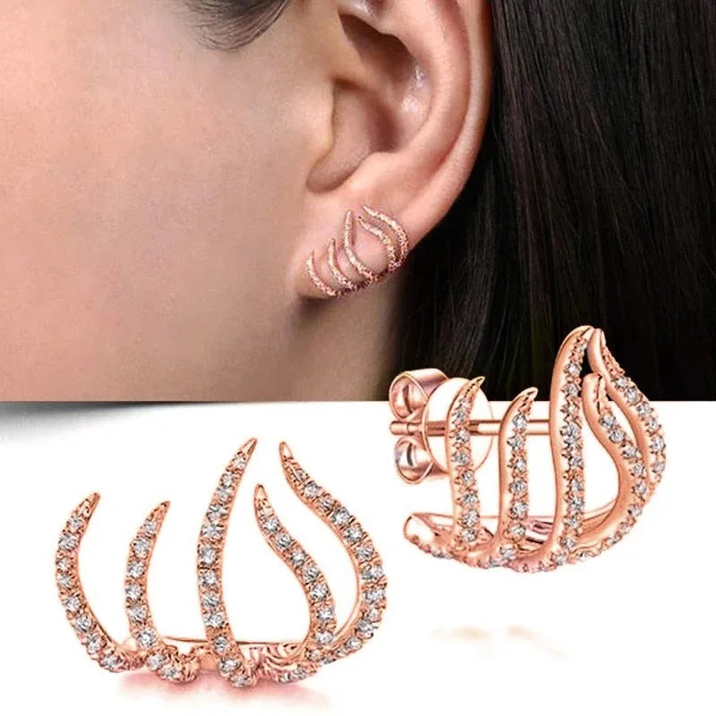 Crystal Rhinestone Claw Stud Earrings