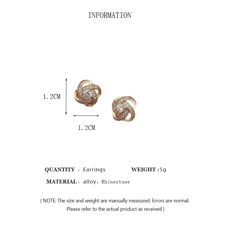 Korean Elegant Zircon Heart Flower Earrings