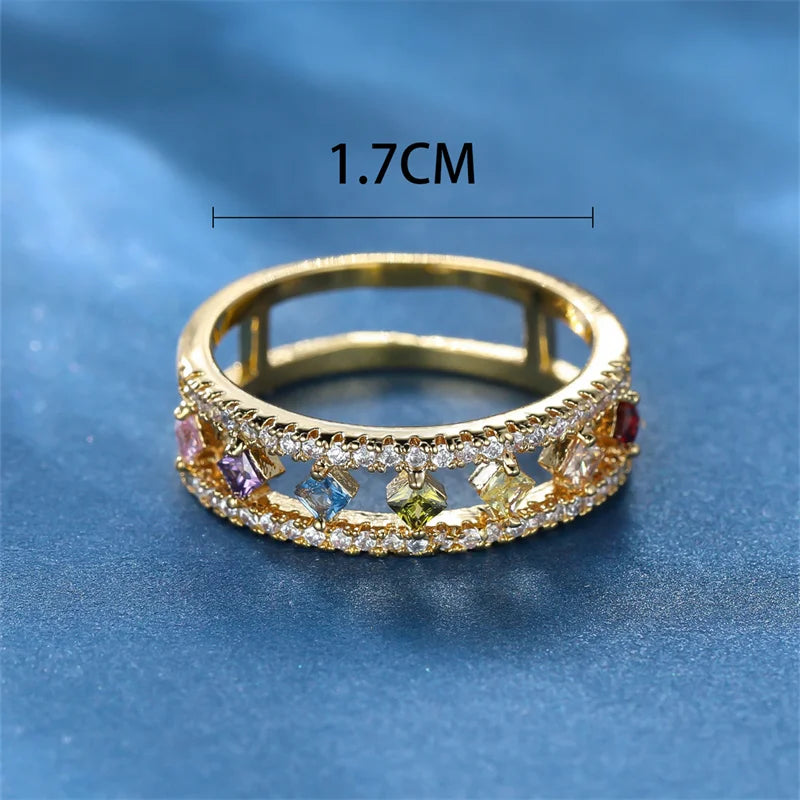 Gold Color Vintage Crystal Zircon Stone Engagement Rings