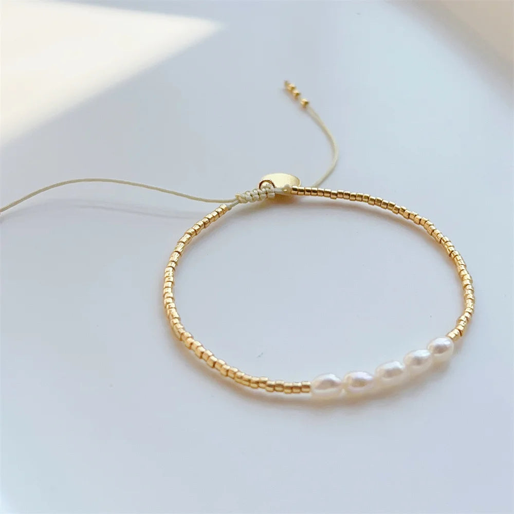 Gold Color Miyuki Beads Natural Pearl Bracelets Jewelry