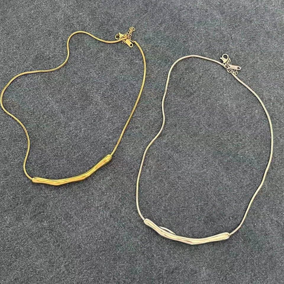 European and American Fashion Stainless Steel Gold Color Collar Bone Chain Short Necklaces