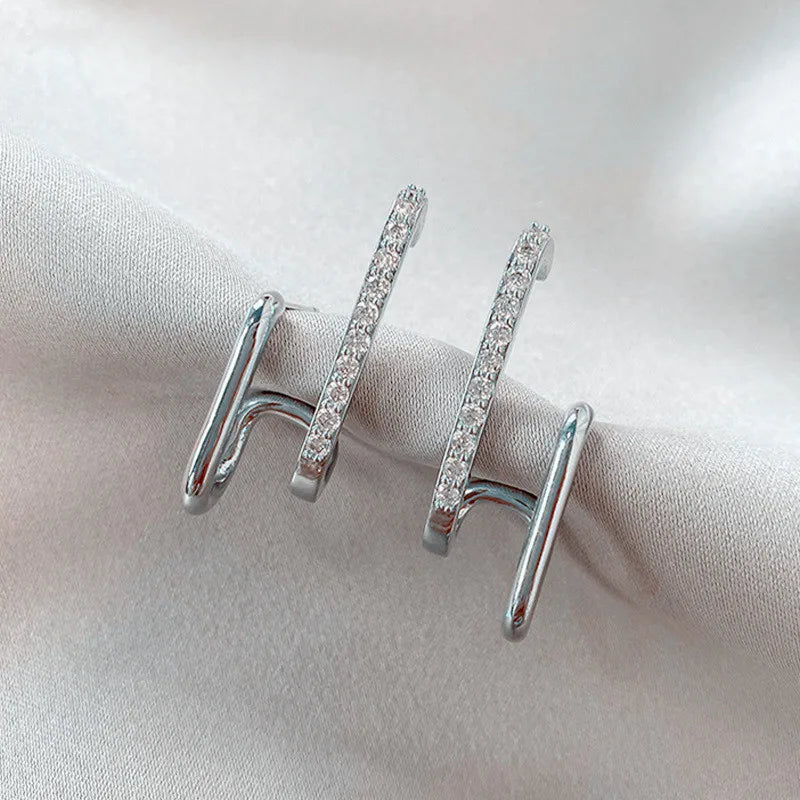Exquisite Rhinestone Decor Ear Cuff Earrings