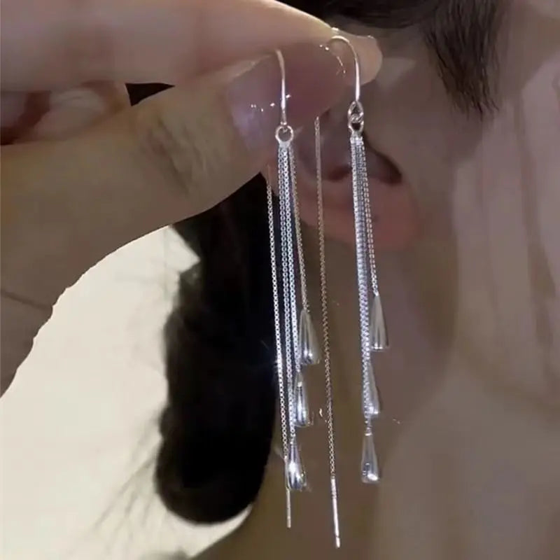 Korean Gold Color Plated Rhinestones Tulip Petal Angel Eye Hoop Earrings