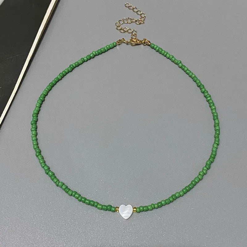 Colorful Love Heart Design Seed Beads Choker Nekklace