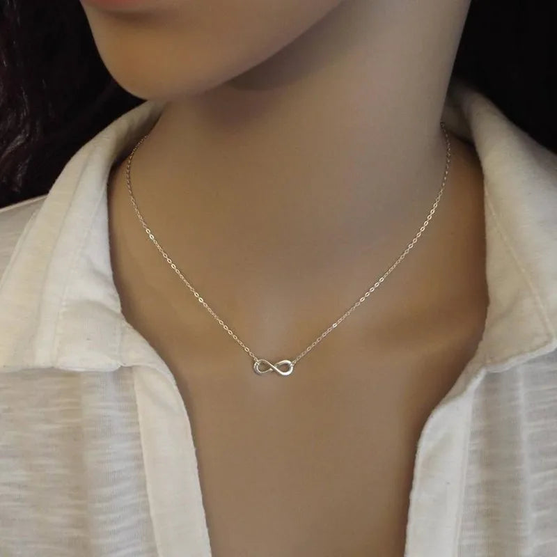 Stainless Steel Boho Charm Infinity Pendant Choker Necklace