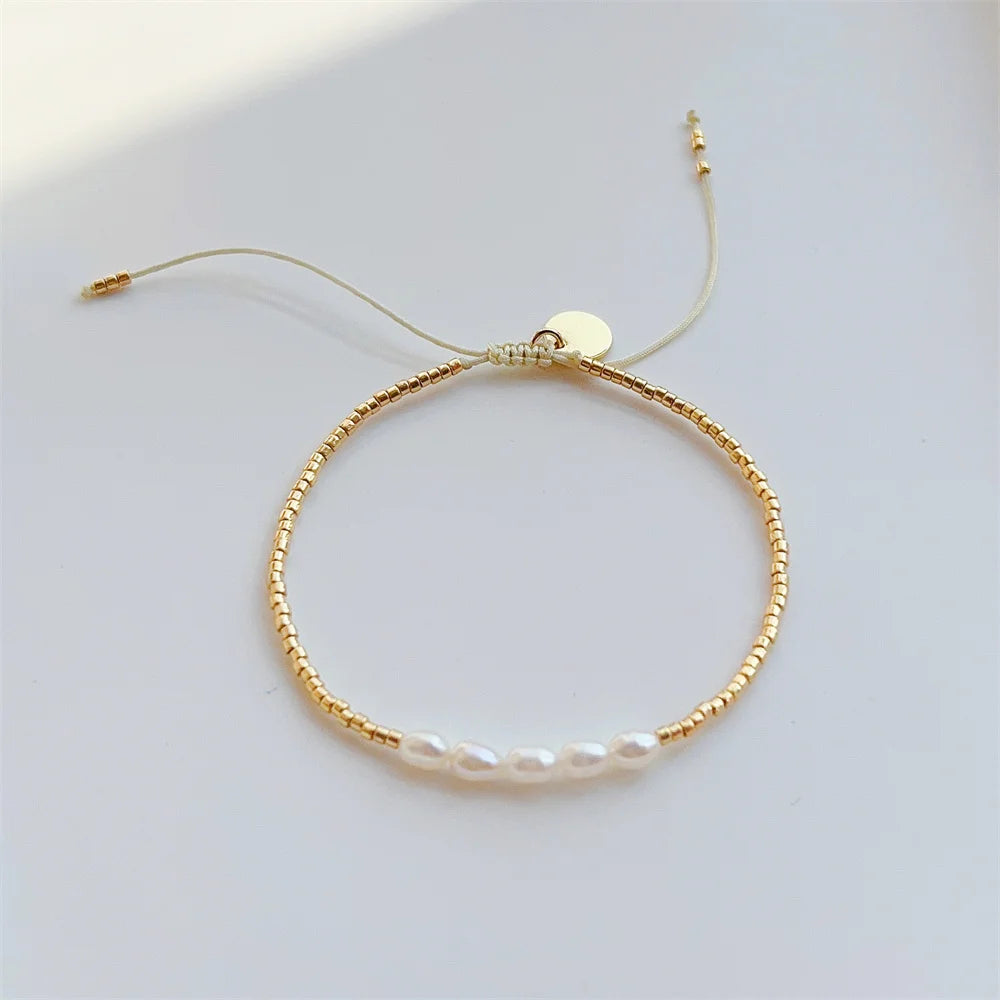Gold Color Miyuki Beads Natural Pearl Bracelets Jewelry