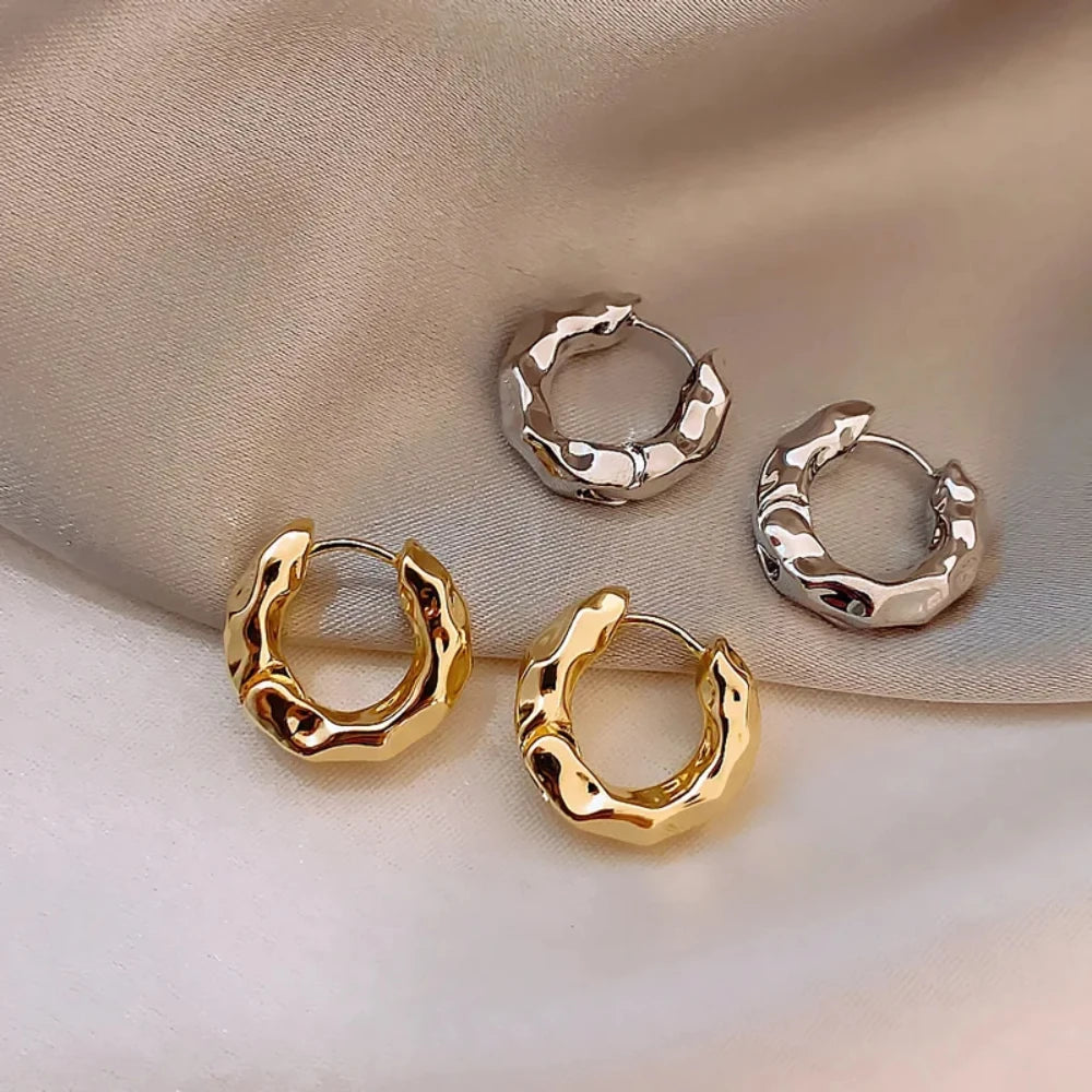 18K Plated Gold Silver Color Circle Hoop Earrings