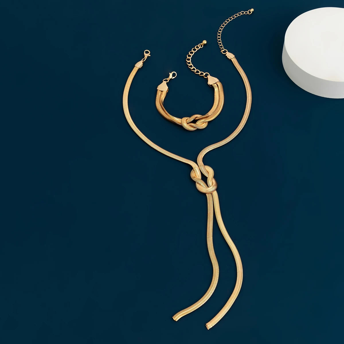 Vintage Goth Tassel Long Snake Twisted Chain Bracelet Necklace Set